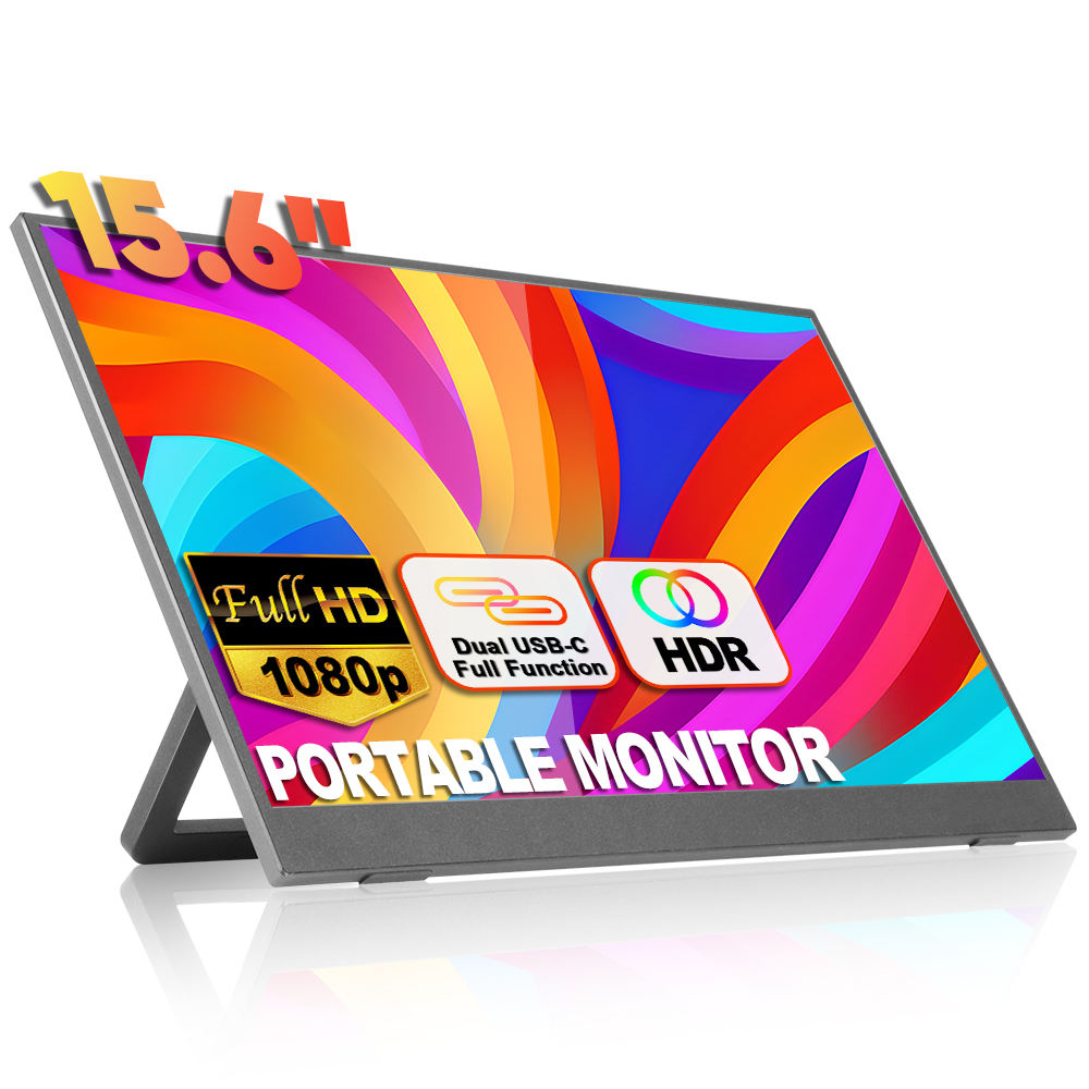 Portable Monitor, 15.6'' 1080P Full HD Dual USB-C Monitor Portable Monitor